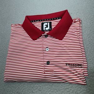 FootJoy Polo Shirt Men Extra Large Red Firestone Golf ProDry Club Striped Lisle‎